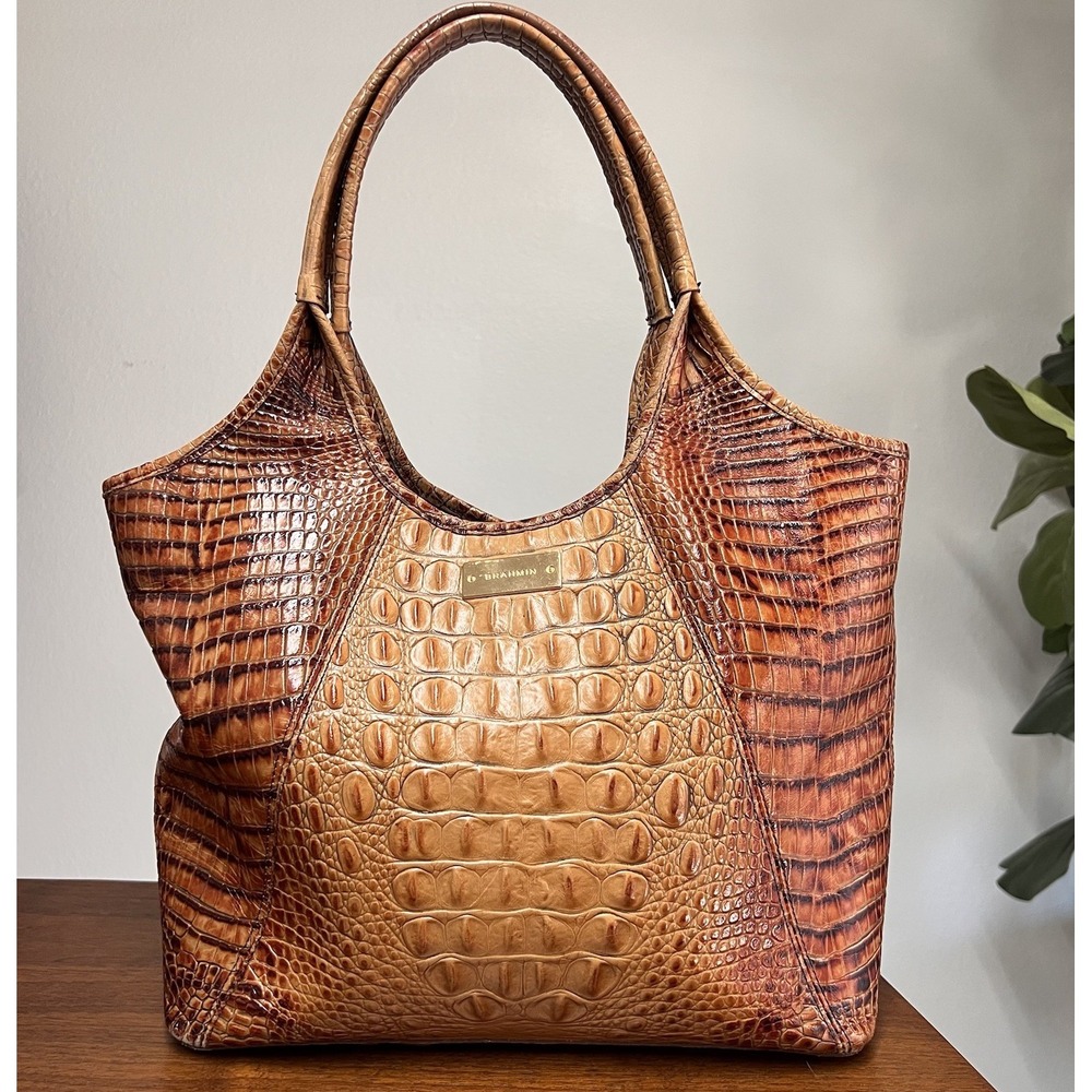 Brahmin Small Ashlee Satchel/Shoulder Bag & Ady Wallet Melbourne Croc Leather